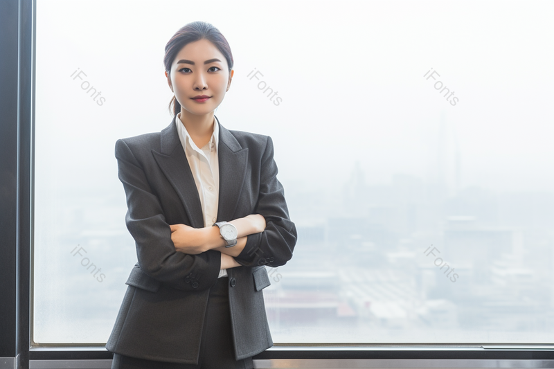 东方黑发窗前干练的商务女士,高清,摄影图,摄影图片,图片大全,摄影图免费下载